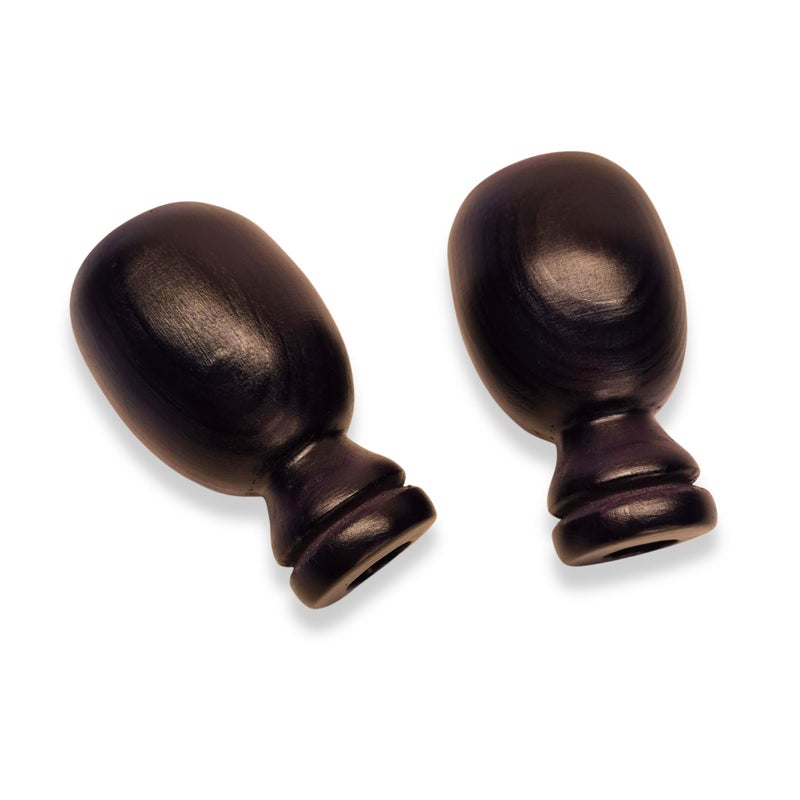 Small Artificial Marble Candle Holder Set of 2, Decorative Candle Holder Wooden Shape (Black) - Image 2