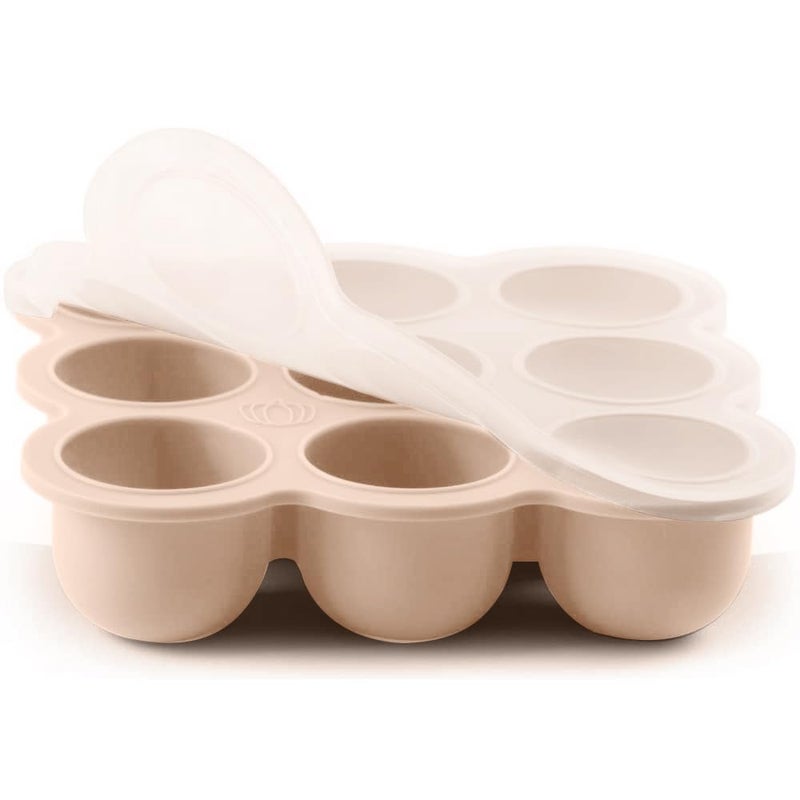 Samuelworld Baby Food Storage Container, 12 Portions x 2.5oz - BPA Free Silicone Freezer Tray with Clip-On Lid for Breast Milk Storage, Homemade Baby Food, Vegetable & Fruit Purees - Brown - Image 2