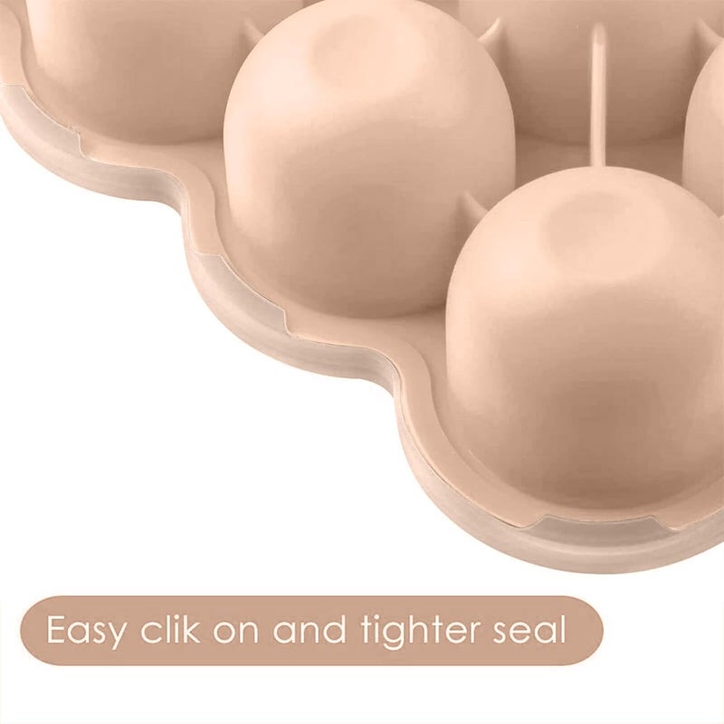 Samuelworld Baby Food Storage Container, 12 Portions x 2.5oz - BPA Free Silicone Freezer Tray with Clip-On Lid for Breast Milk Storage, Homemade Baby Food, Vegetable & Fruit Purees - Brown - Image 4