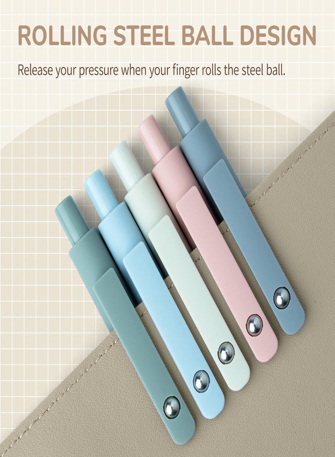 YOXMJDB Gel Pens, 0.5mm Fine Point Smooth Writing Japanese Cute Pens, High-End Series Black Ink Pens for Journaling Note Taking, School Office Supplies for Women Men (5 Pcs Morandi) - Image 3