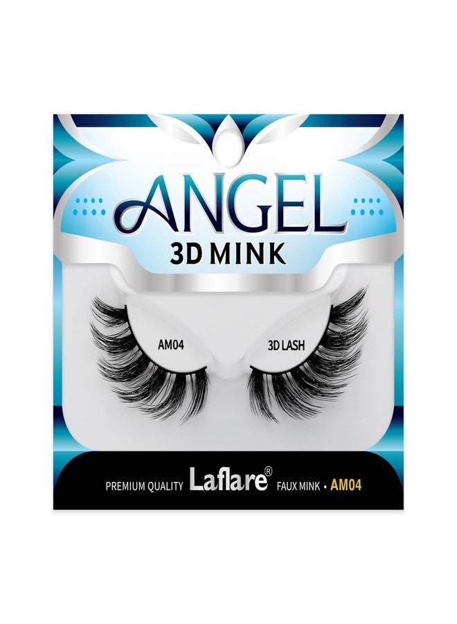 Laflare 3D MINK ANGEL Eyelashes, Soft, Feather-Light, Double-Layer, Voluminous, Glamorous, Fluffy, Striking Look, Reusable Premium Quality False Mink Lashes (AM04) - Image 1