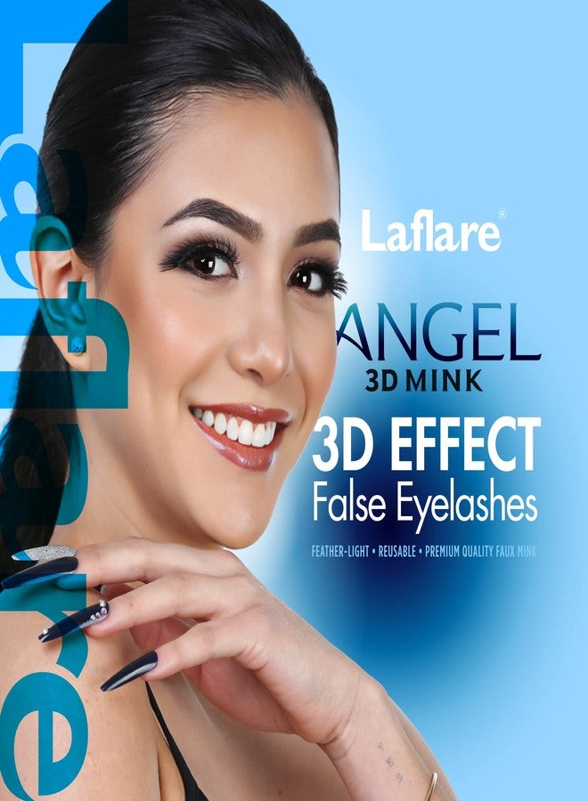Laflare 3D MINK ANGEL Eyelashes, Soft, Feather-Light, Double-Layer, Voluminous, Glamorous, Fluffy, Striking Look, Reusable Premium Quality False Mink Lashes (AM04) - Image 3