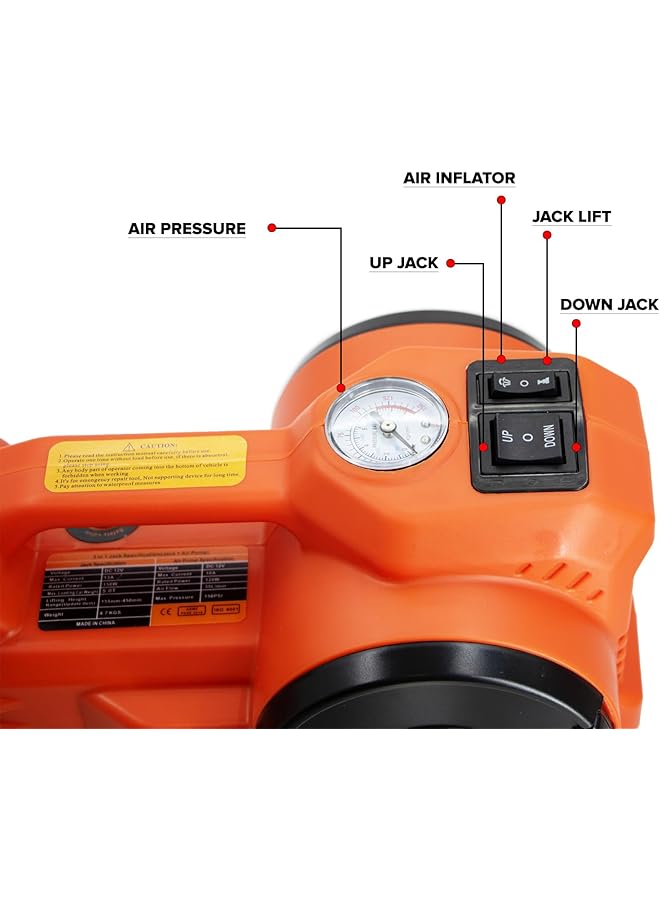 توبيز رافعة سيارة كهربائية خفيفة الوزن 3 في 1، 5 أطنان، رافعة أرضية هيدروليكية، مزودة بمضخة نفخ إطارات مدمجة وإضاءة LED - مصدر طاقة ثنائي الاتجاه - Image 5