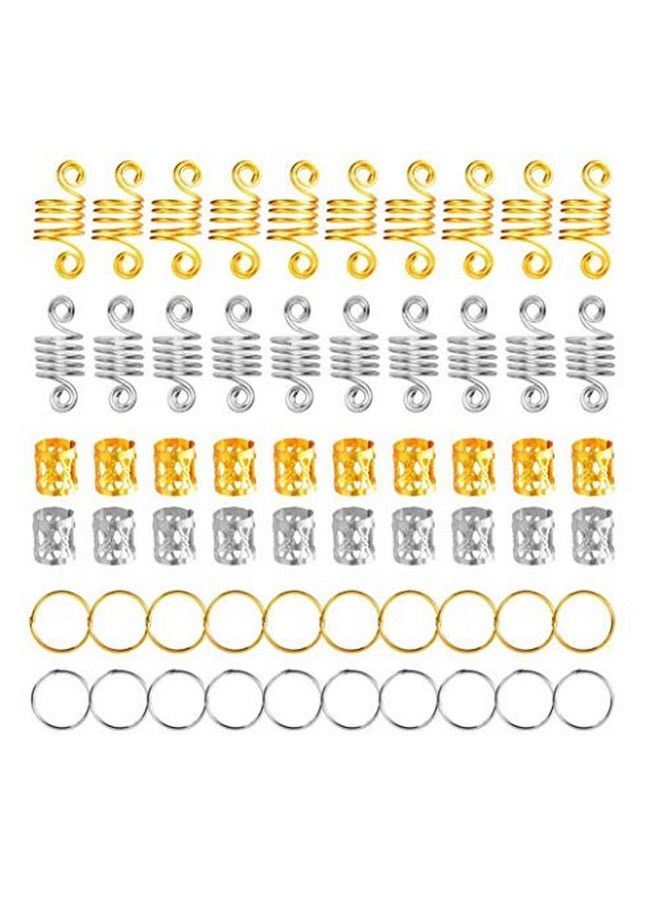 UPSTORE 60Pcs God+Silver Assorted Style Metal Hair Bread Cuff Hair Coil Dreadlocks Hair Braid Rings Decoration Jewelry Hair Braiding Beads Hair Extension Clips Hair Headdressing Accessory - Image 2