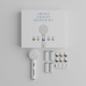 SH!FT Shower Filter Kit with 4 Purifying Cartridges and 6 Aromatherapy Capsules Easy Install for Clean Water and Skin Care Routine Easy Installation Fits Most Showers - Image 1