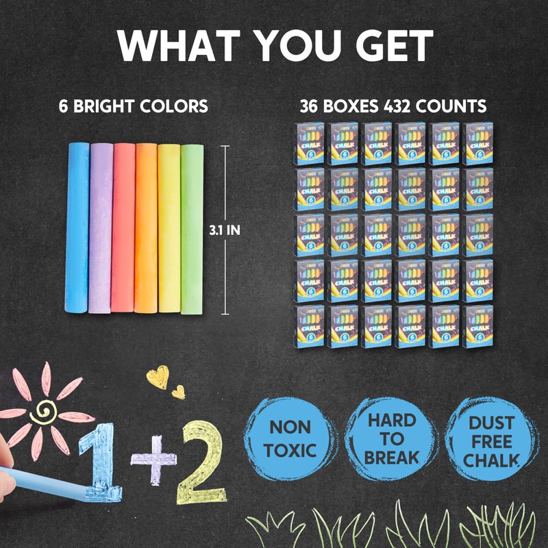 JOYIN 432 Counts Mini Chalk Set for Kids, Non-Toxic Mini Chalk for Boys Girls 3+, School Supplies for Teachers, Goody Bag Fillers, Classroom Prizes Gifts (36 Boxes) - Image 2