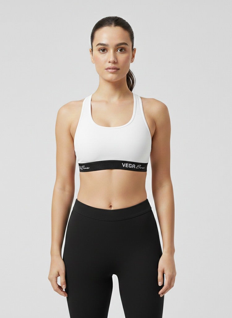 Cottonil VEGA Bra Women's Sports Padded Bra, Racerback Style - White - Image 1