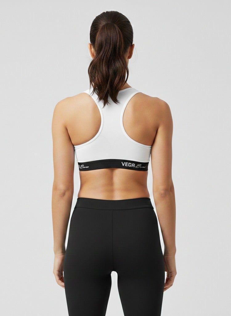 Cottonil VEGA Bra Women's Sports Padded Bra, Racerback Style - White - Image 2