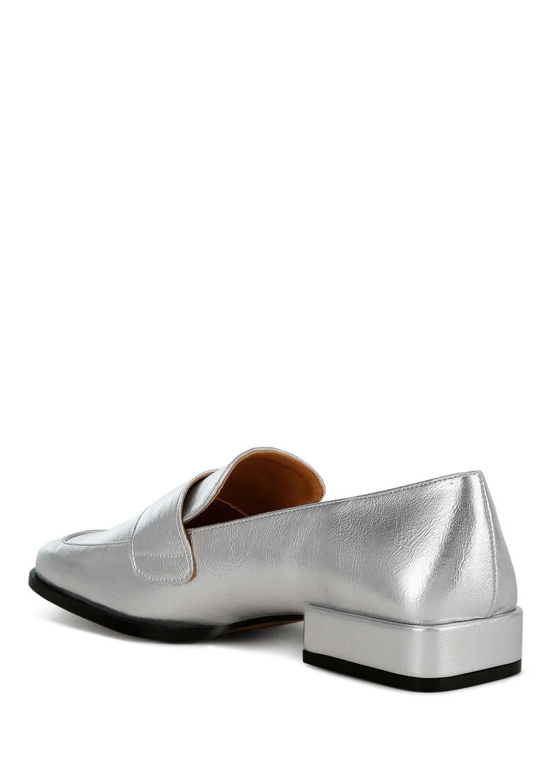 London Rag Metallic Penny Loafers in Silver