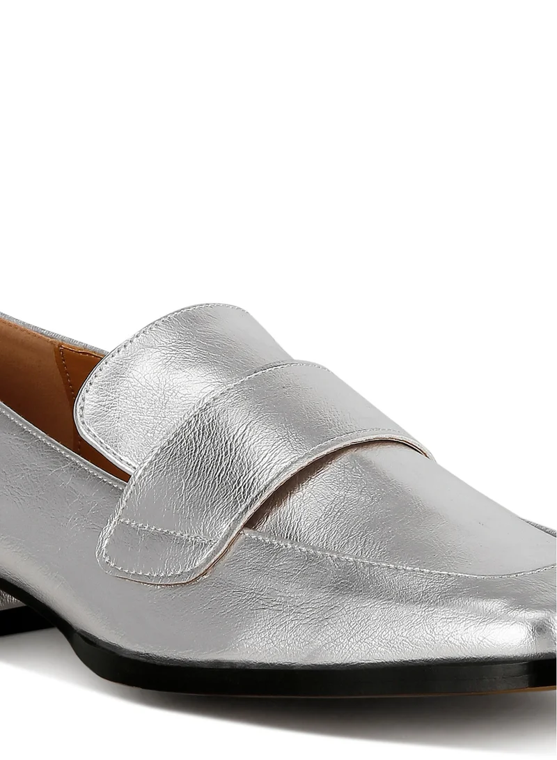 London Rag Metallic Penny Loafers in Silver