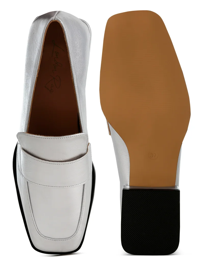 London Rag Metallic Penny Loafers in Silver