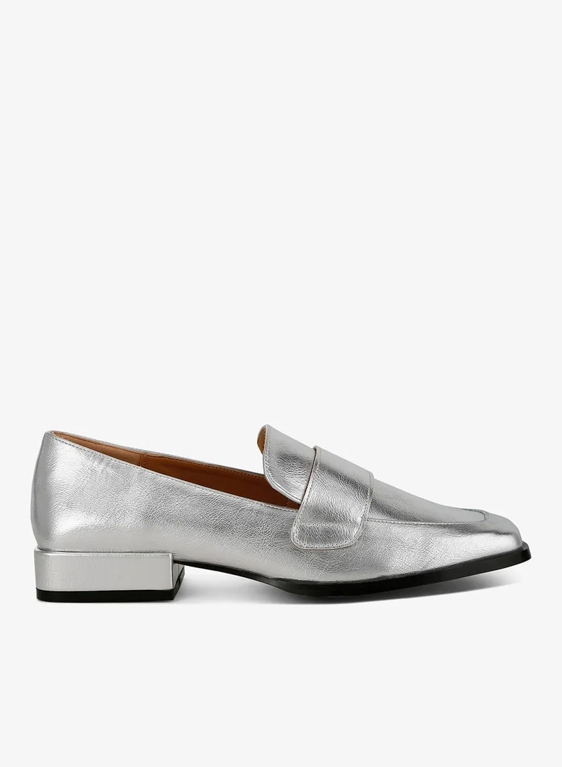 Metallic Penny Loafers in Silver