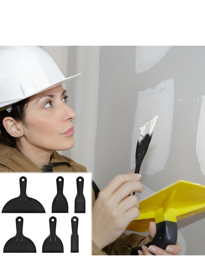 6-Piece Plastic Putty Knife Set - Flexible Scraper Tools for Spackling, Patching, and Painting Wood or Walls - Image 5