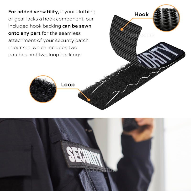 TOOLSSIDE 2 Pack Security Patches Hook and Loop System - Security Patches for Uniforms with Embroidered Letters - One Small and One Large Security Patch - Security Patch for Vest or Jacket 10.75" x 4" - Image 3