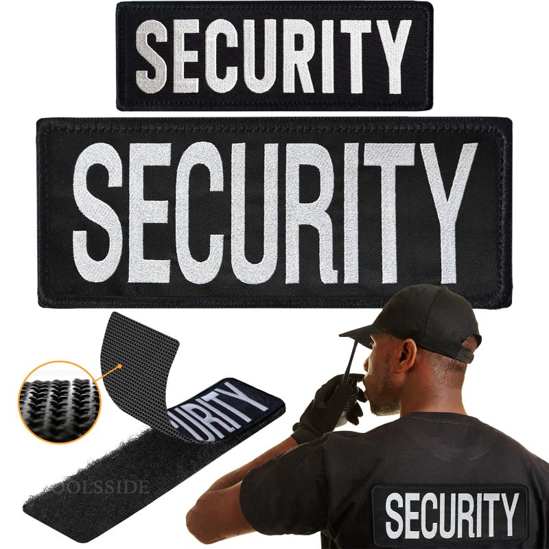 TOOLSSIDE 2 Pack Security Patches Hook and Loop System - Security Patches for Uniforms with Embroidered Letters - One Small and One Large Security Patch - Security Patch for Vest or Jacket 10.75" x 4" - Image 1