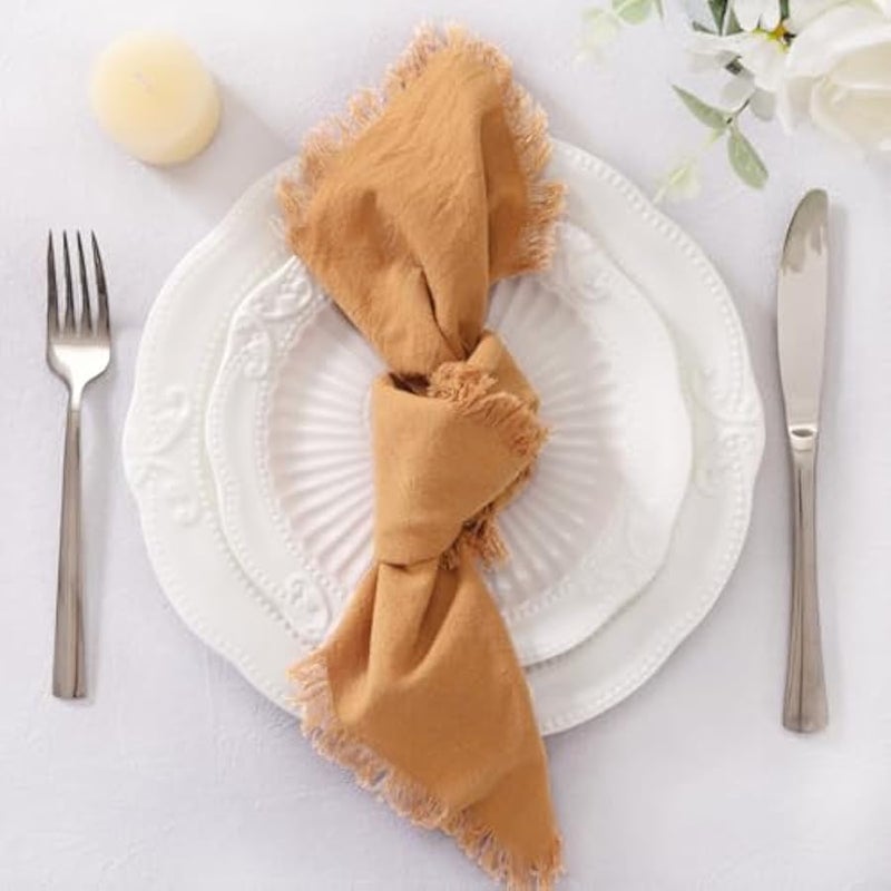 سوكومي مناديل قماشية من الكتان بنمط الكراميل لعيد الفصح والربيع، مجموعة من 10 قطع مقاس 17 انش × 17 انش لحفلات الزفاف وحفلات استقبال المولود الجديد واعياد الميلاد وتزيين الطاولة - Image 4