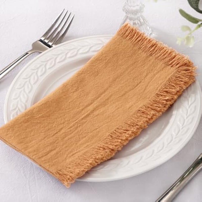 سوكومي مناديل قماشية من الكتان بنمط الكراميل لعيد الفصح والربيع، مجموعة من 10 قطع مقاس 17 انش × 17 انش لحفلات الزفاف وحفلات استقبال المولود الجديد واعياد الميلاد وتزيين الطاولة - Image 2