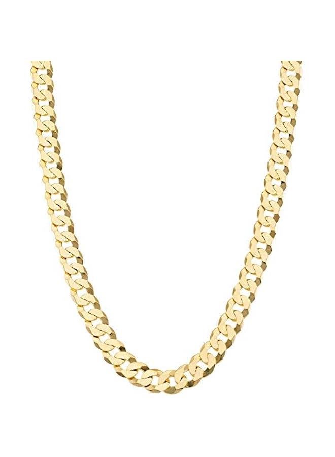 Arabest Solid 18K Gold Over Sterling Silver Italian 7mm Diamond-Cut Cuban Link Curb Chain Necklace for Men Women - Image 1