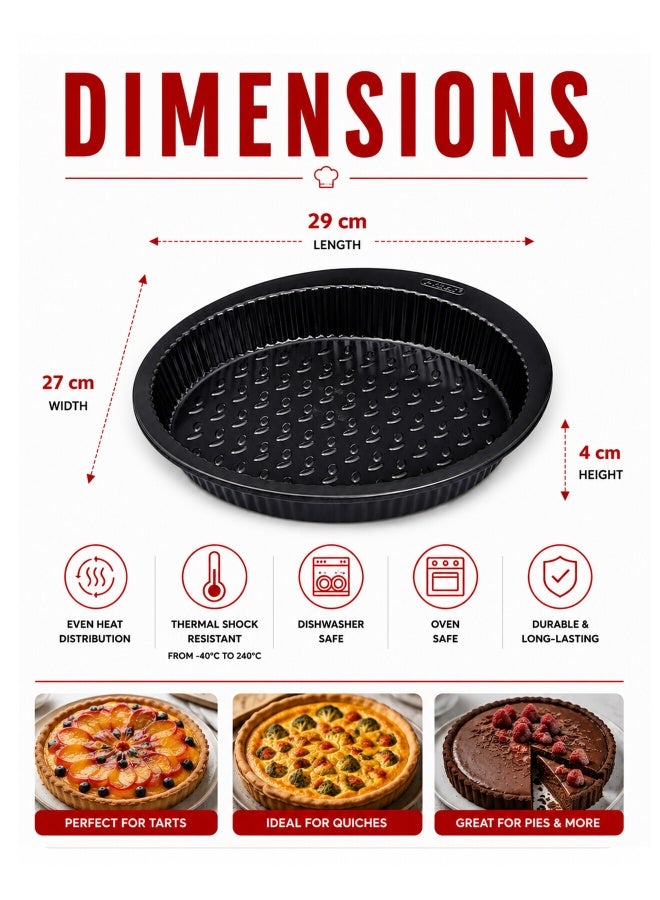 Pyrex Glide Pie Dish 25cm – Non-Stick Durable Bakeware Black - Image 2