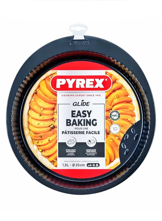 Pyrex Glide Pie Dish 25cm – Non-Stick Durable Bakeware Black - Image 1