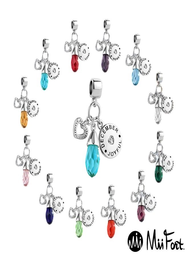 MiiFort January Birthstones Love Heart Dangle Charm Compatible with Pandora Charms Bracelets Loyal Red Crystal CZ - Image 5