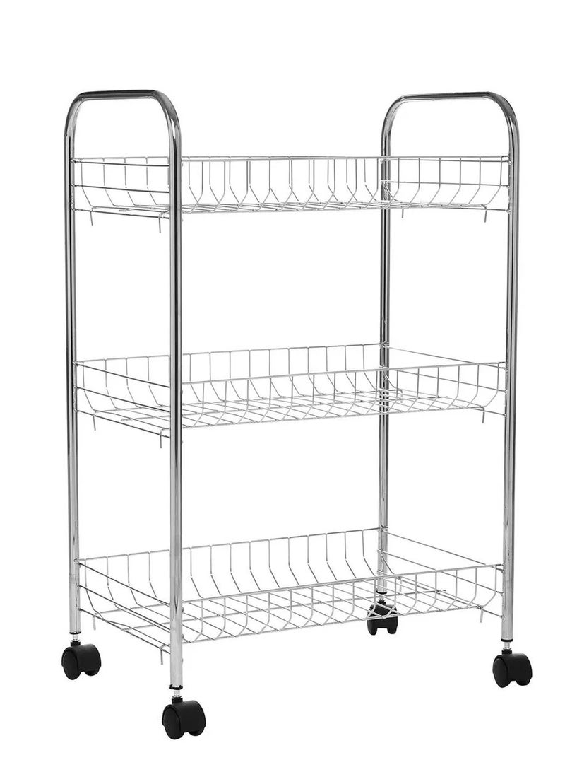 Abraj 3-Tier Rolling Storage Rack (Silver) - Image 1