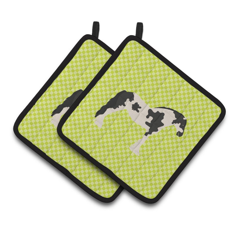 Caroline's Treasures ""Caroline's Treasures Cyldesdale Horse Green Decorated Pot Holder  7.5"""" x 7.5"""""" 