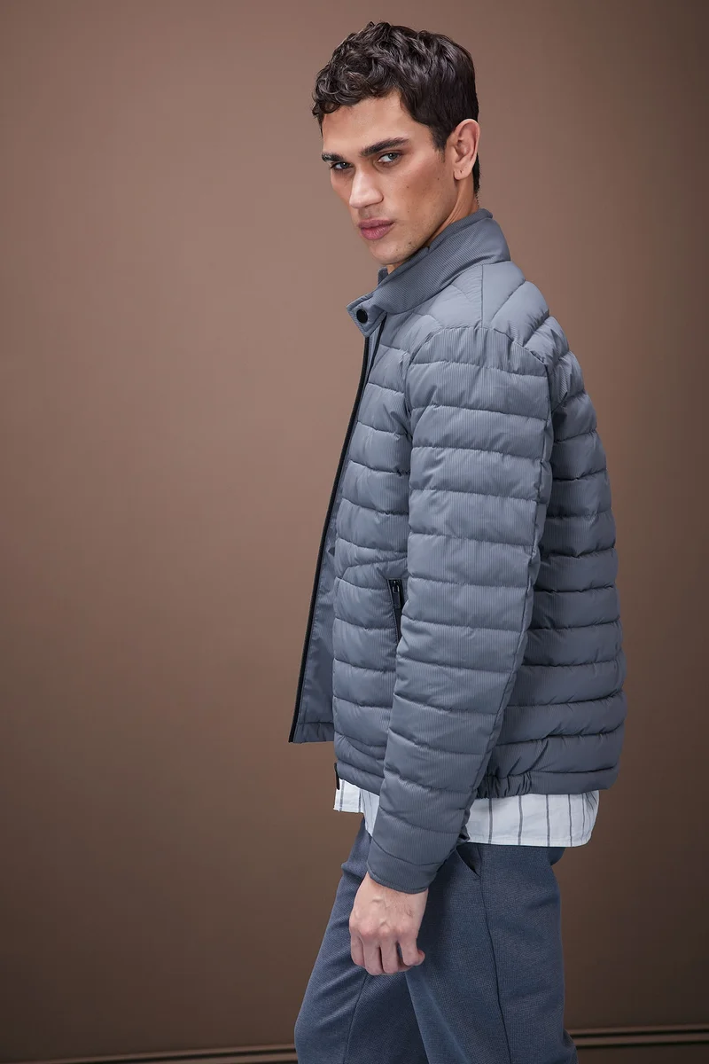 Defacto  Slim Fit Stand Collar Zippered Puffer Jacket for Men | Best Price UAE