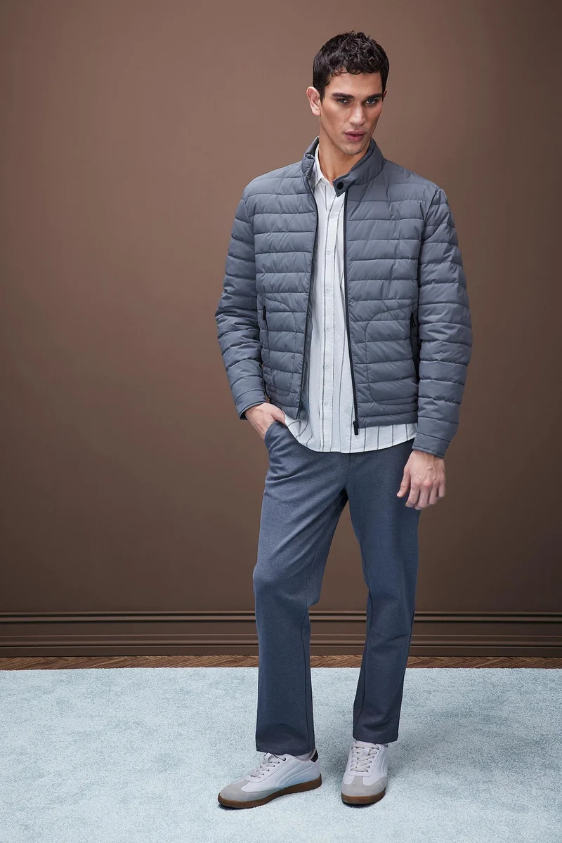 Defacto  Slim Fit Stand Collar Zippered Puffer Jacket for Men | Best Price UAE
