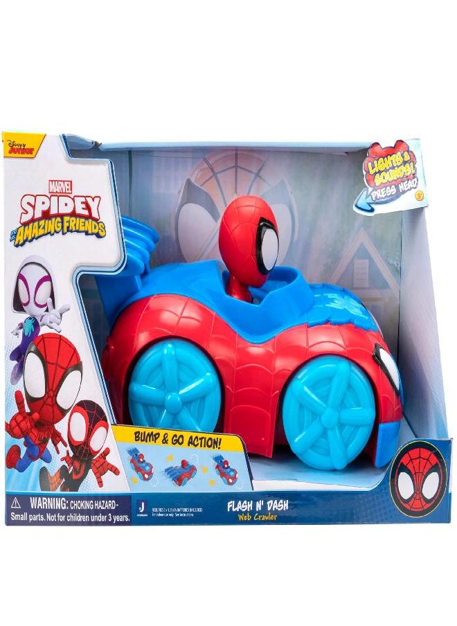 MARVEL - Marvel Spidey and HIS Amazing Friends Flash ‘N’ Dash Web Crawler - Motorized Web Crawler Vehicle with Lights and Sounds - Toys Featuring Your Friendly Neighborhood Spideys - Image 1