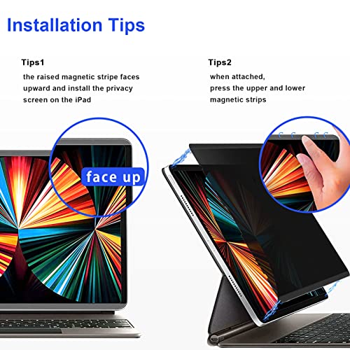 Mamol Magnetic Privacy Screen Protector for iPad Pro 11" 4th 3rd 2nd 1st Generation 2022 2021 2020 2018/ iPad Air 5/ Air 4 10.9" (2022/2020), Removable&Reusable Anti-Spy Anti-Glare Privacy Filter, Bubble Free - Image 5