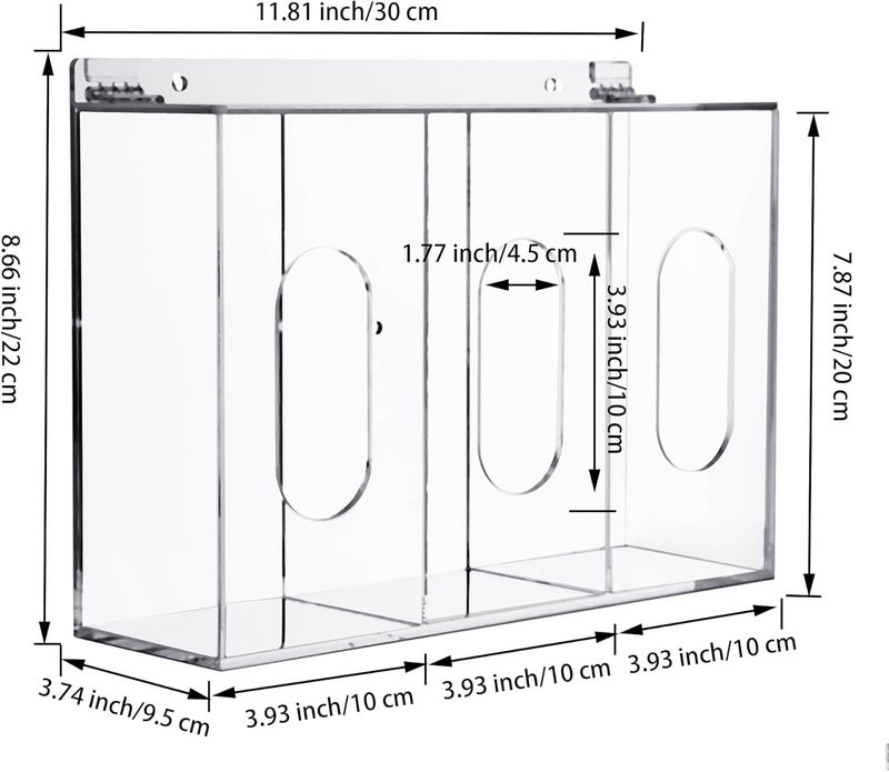 Aphbrada Hairnet & Shoe Cover Dispenser Triple Disposable Mask Plastic Glove Box Holder with Lid Wall Mount Acrylic Clear Storage Containers for Organizing Sanitation Tool Case (clear) - Image 2