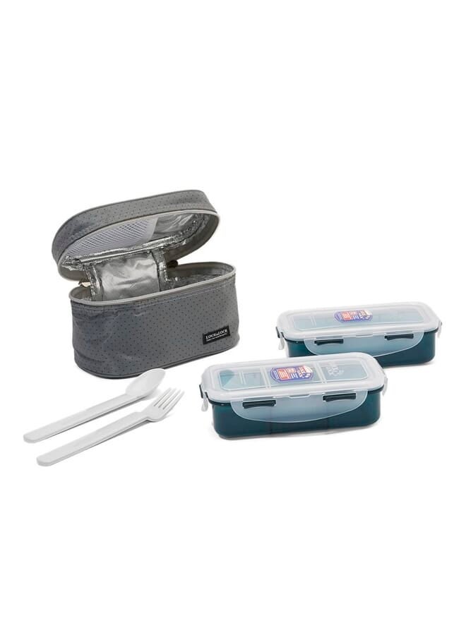 IAF Lock 5Piece Lunch Box With Bag Set Grey 19