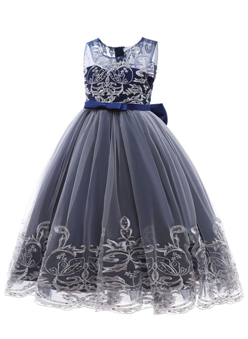 Girls Dress Sleeveless Mesh Performance Host Princess Dress Costumes - Image 1