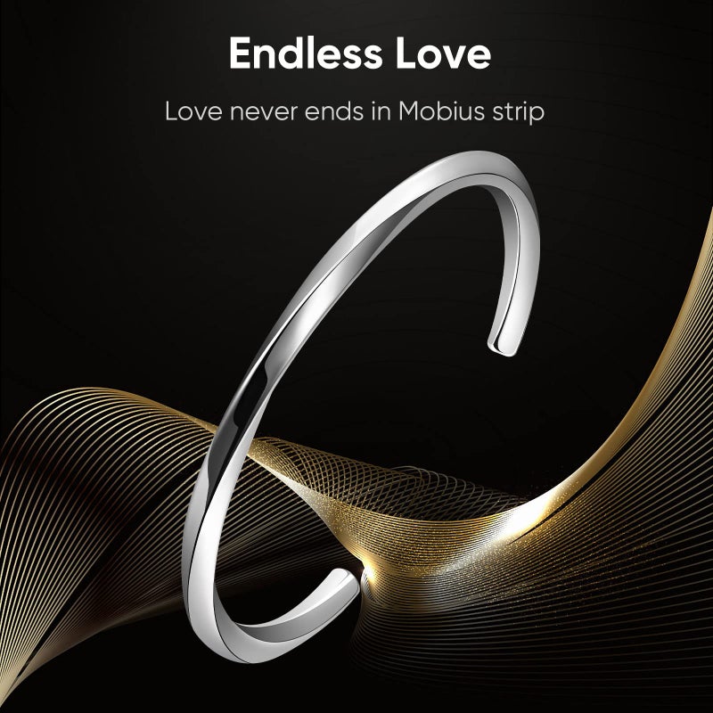 VNOX Cuff Bracelet for Men Women - Twist Mobius Endless Love Bracelet Stainless Steel Bangle Bracelet, Jewelry Gift for Christmas, Birthday, Love, Friendship - Image 3