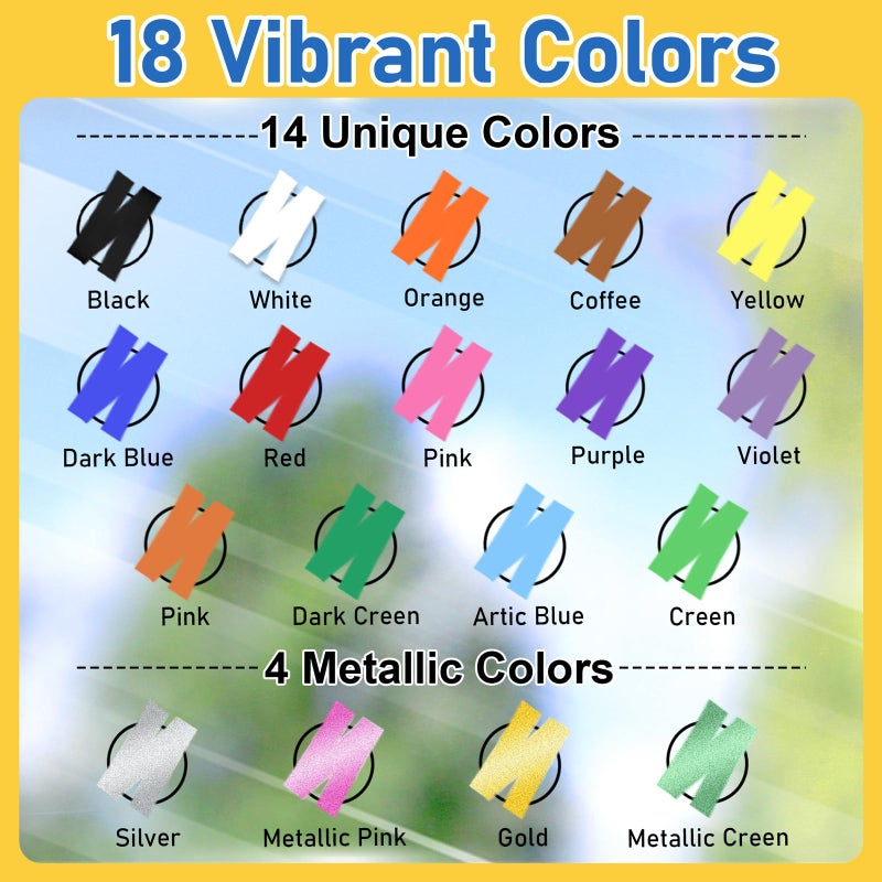GOTIDEAL Window Markers for Glass Washable,Jumbo Chalk Markers for Blackboard,Car Marker for Auto,Chalkboard,Mirror,Calendar,School Painting,18 Colors Car Paint Marker with Metallic Colors(10mm) - Image 2