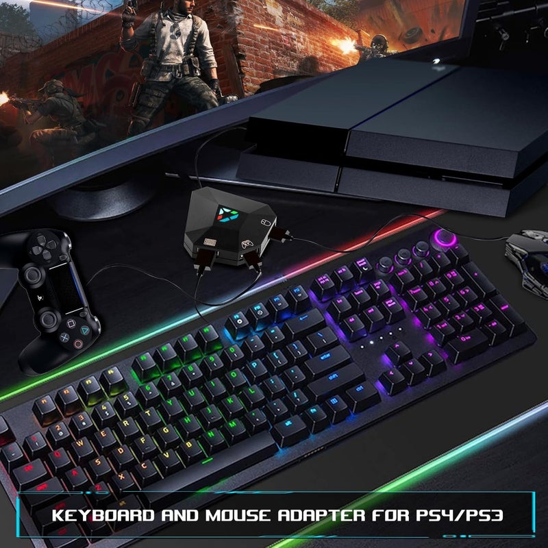 arVin Keyboard and Mouse Adapter for Nintendo Switch/PS4/PS3/Xbox One/Xbox 360 Consoles, Switch Adapter Support Custom Mapping & Mouse Sensitivity Adjustment, Wired Keyboard and Mouses Converter - Image 4