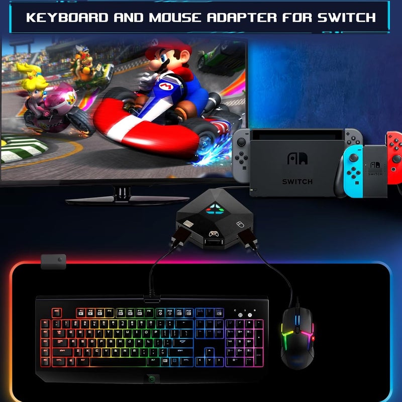 arVin Keyboard and Mouse Adapter for Nintendo Switch/PS4/PS3/Xbox One/Xbox 360 Consoles, Switch Adapter Support Custom Mapping & Mouse Sensitivity Adjustment, Wired Keyboard and Mouses Converter - Image 3