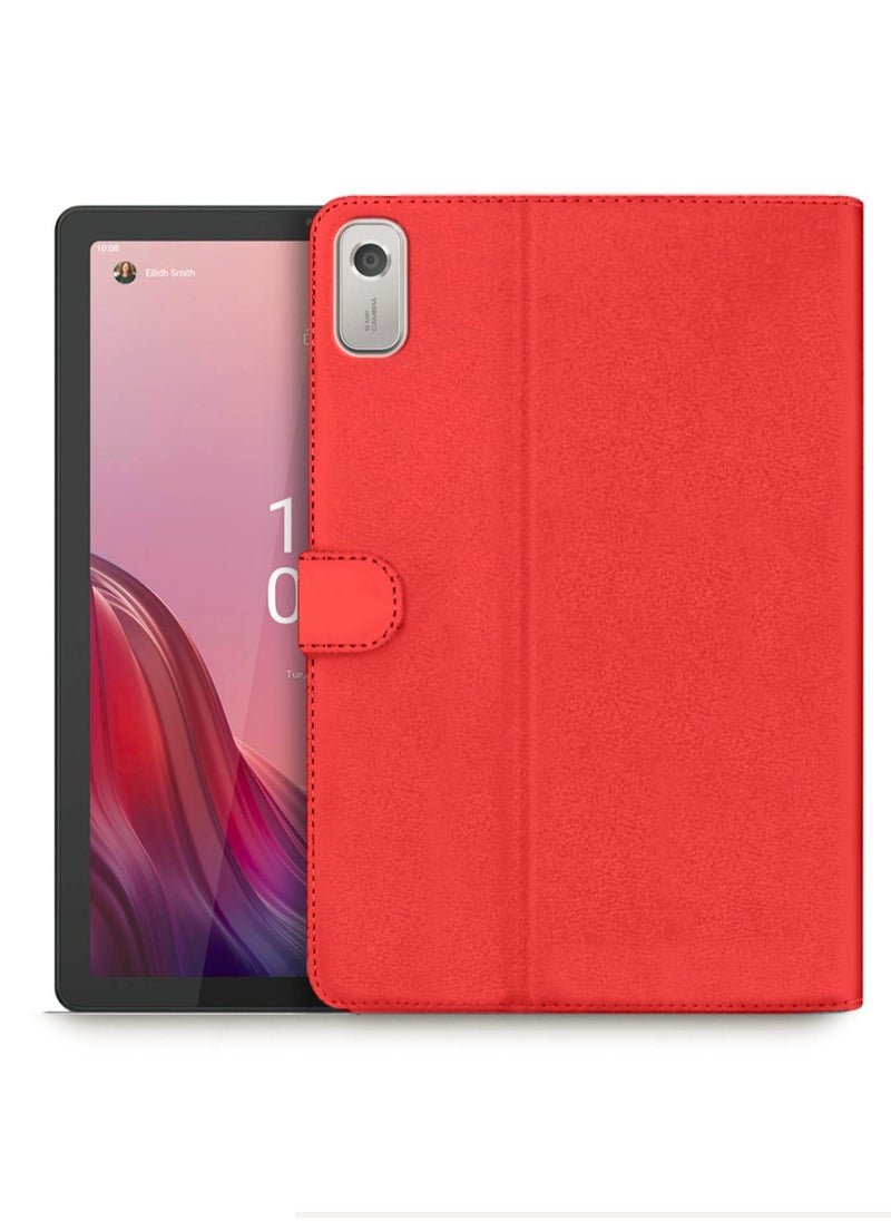 OMAKER - حافظة جلدية ذكية عالية الجودة مع غطاء حماية كامل مع حامل مغناطيسي لجهاز Lenovo Tab M9 2023 مقاس 9 بوصات - أحمر - Image 1