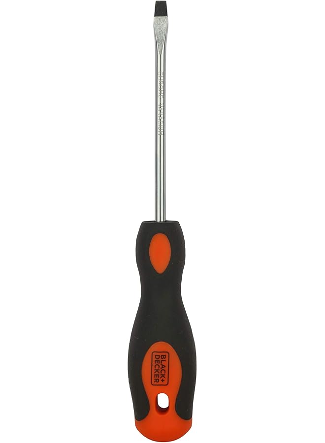BLACK+DECKER 5 X 100Mm Steel Slotted Scredriver With Bimaterial Handle Orange Black Bdht62298 2 Years Warranty  - Image 1