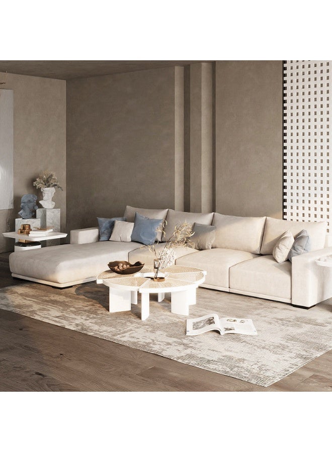 Al Home 5 Seater L-shape Sofa Linen 300x180x90x88 Cm - Beige - Image 3