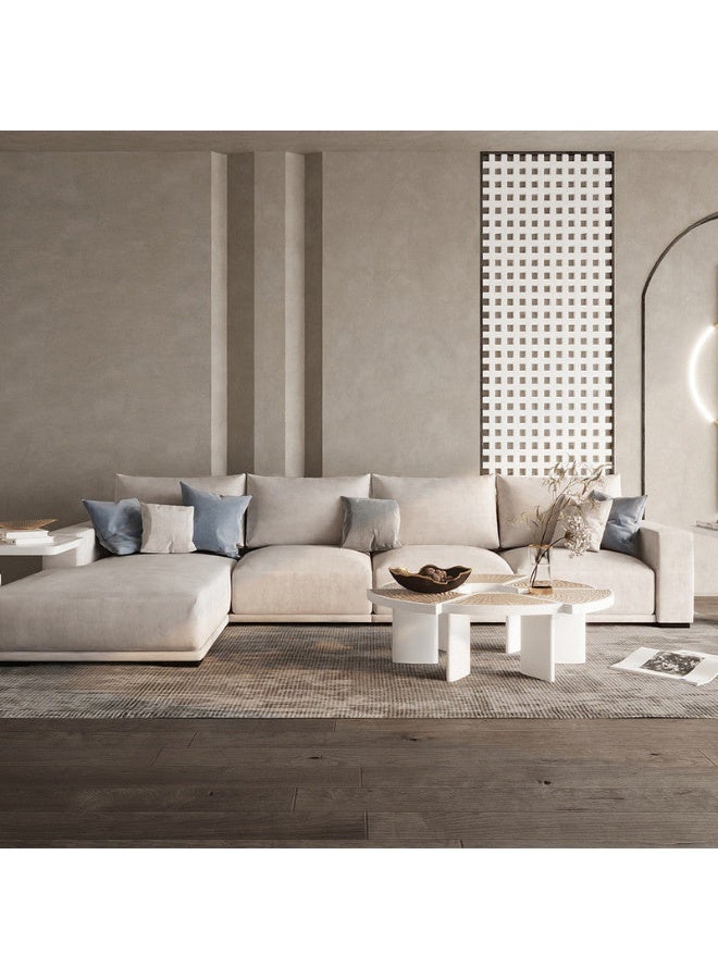 Al Home 5 Seater L-shape Sofa Linen 300x180x90x88 Cm - Beige - Image 2