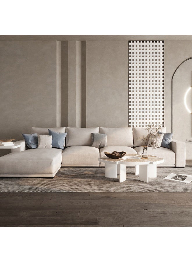 Al Home 5 Seater L-shape Sofa Linen 300x180x90x88 Cm - Beige - Image 5