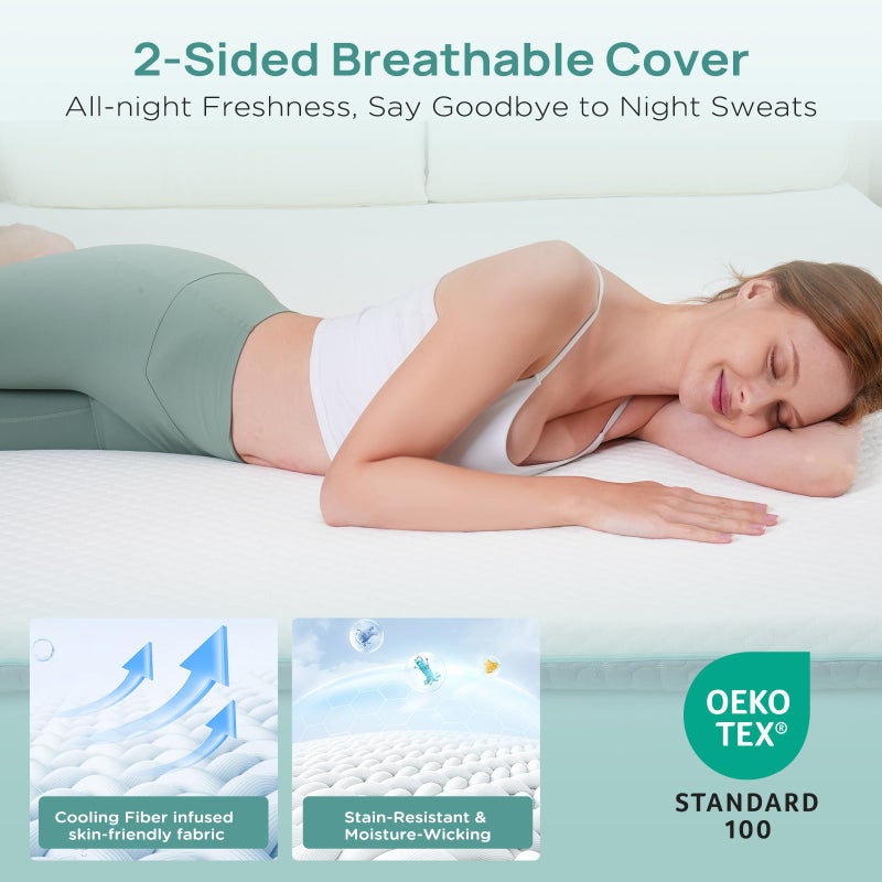 Releep 2 Inch Dorm Mattress Topper Twin Size, Memory Foam Mattress Topper for Back Pain Relief, Dorm Room Bed Topper with 2-Sided Breathable Cover, Ergonomic 5-Zone Design, Dorm Room Essentials - Image 4