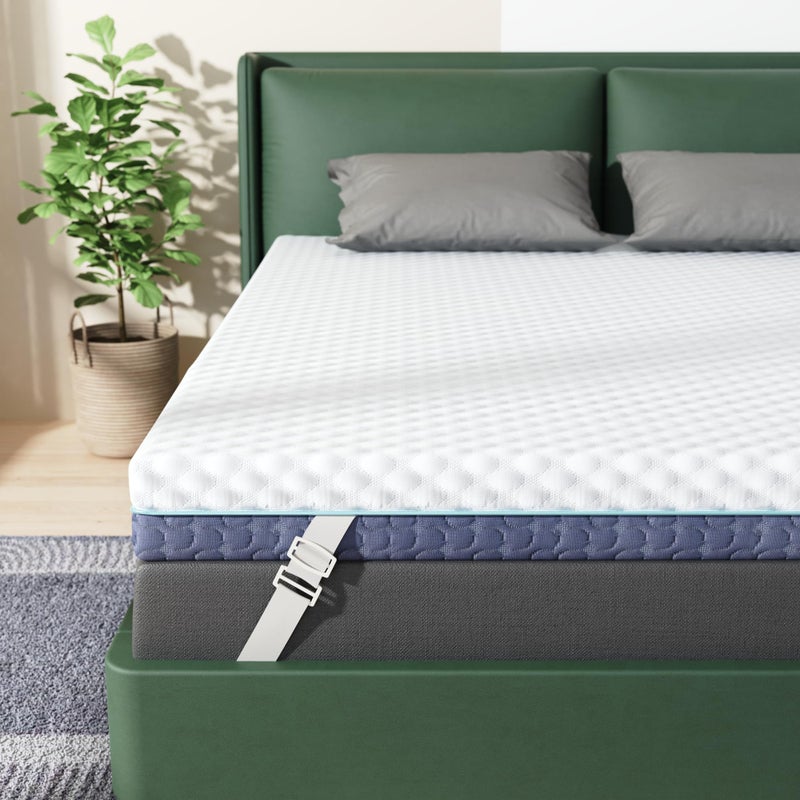 Releep 2 Inch Dorm Mattress Topper Twin Size, Memory Foam Mattress Topper for Back Pain Relief, Dorm Room Bed Topper with 2-Sided Breathable Cover, Ergonomic 5-Zone Design, Dorm Room Essentials - Image 1