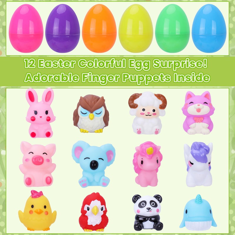 Kiddelo 12 Pack Prefilled Easter Eggs With Toys, Mini Animal Finger Puppets Easter Egg Fillers, Easter Basket Stuffers for Kids and Toddlers, Easter Party Favors, Classroom Prizes - Image 4