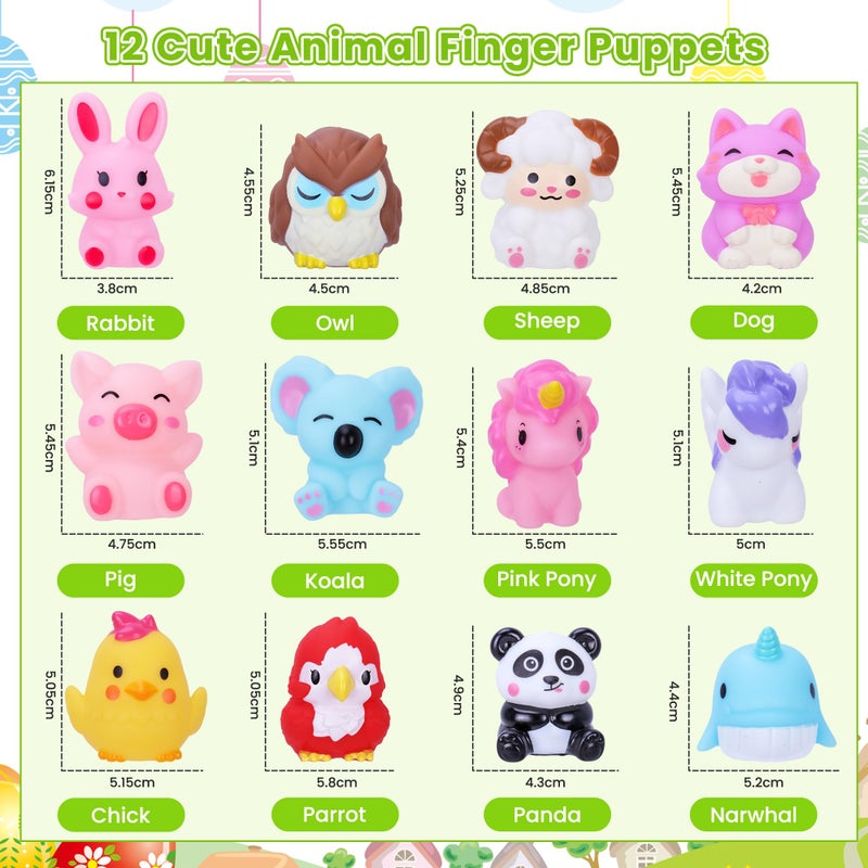 Kiddelo 12 Pack Prefilled Easter Eggs With Toys, Mini Animal Finger Puppets Easter Egg Fillers, Easter Basket Stuffers for Kids and Toddlers, Easter Party Favors, Classroom Prizes - Image 2