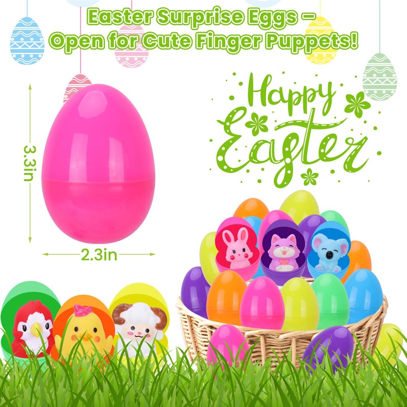 Kiddelo 12 Pack Prefilled Easter Eggs With Toys, Mini Animal Finger Puppets Easter Egg Fillers, Easter Basket Stuffers for Kids and Toddlers, Easter Party Favors, Classroom Prizes - Image 5