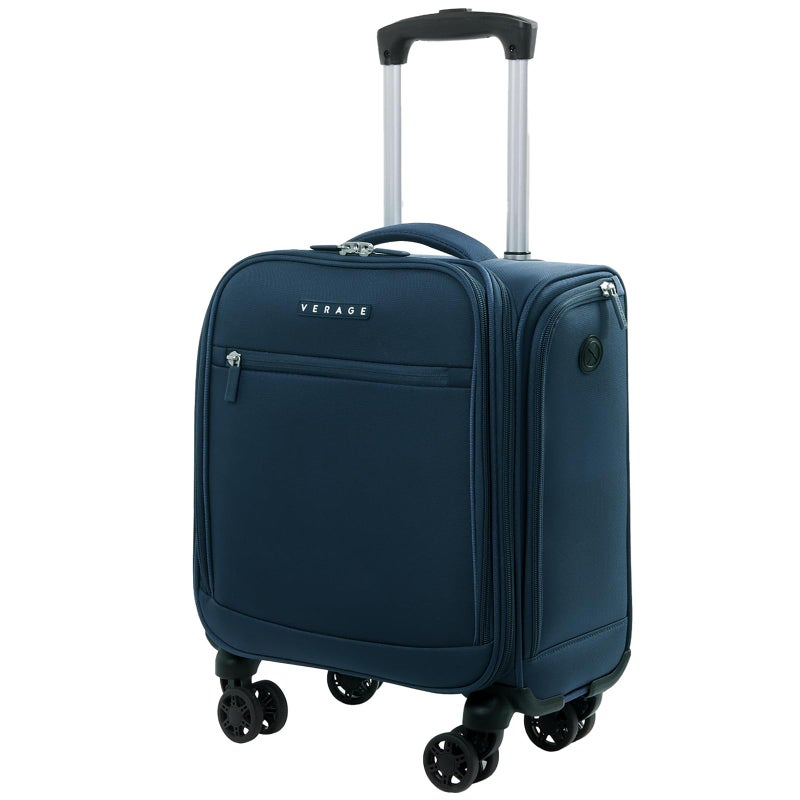 Verage Underseat Carry On Luggage with Wheels, 14.5-Inch Spinner Small Suitcase, Softside Lightweight Travel Bag for Men and Women, Airplane Carry On Bag, Nautical Blue - Image 1