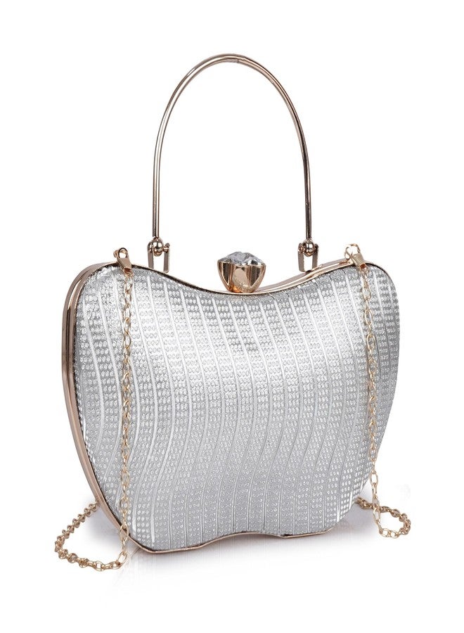 NORVE Women’s Premium Crystal Clutch Bag | Luxury Evening Shoulder bag with Metal Handle & Detachable Chain - Image 1